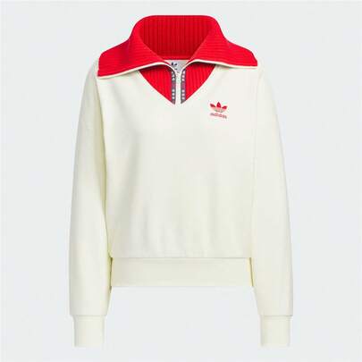 Adidas Sudadera con media cremallera y cuello para mujer, primavera/otoño