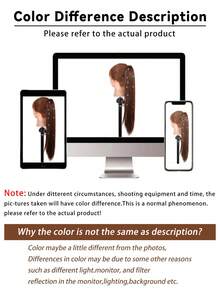 女士合成假发，带夹式银色扣环辫子、高马尾、长直发、逼真复古风格辫子、直马尾假发