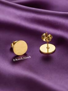 MONALLY 18K镀金极简主义金色扁平圆盘耳钉，不锈钢耳环，女士日常佩戴，完美礼物，永恒珠宝
