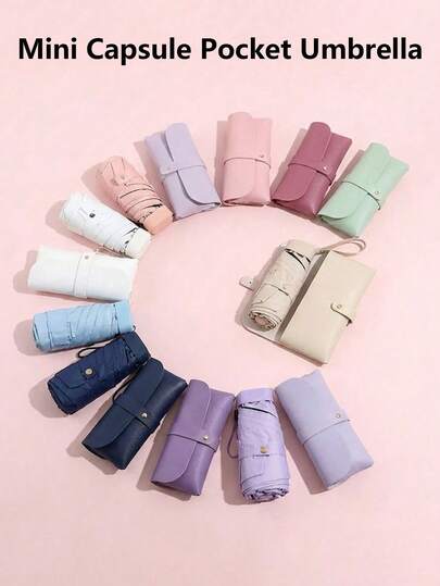 Mini Pocket Folding Umbrella, Small Folding Umbrella, Mini Pocket Waterproof Portable Travel Umbrella, Sunshade Umbrella For Women Anti-UV, 2-In-1 Mini Six-Fold Super Lightweight Portable Umbrella, Mini Travel Umbrella, Sunny And Rainy Dual-Use Portable Umbrella, Windproof, 99% UV Protection, Unisex, Sturdy Structure, Anti-Sun And Rain, Anti-Wind Umbrella, Women's Umbrella, Umbrella, Folding Umbrella, Travel Essential For Women, Mini Travel Accessory Set