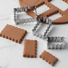 3pcs Stainless Steel Rectangular Wavy Edge Cookie Cutter Set, DIY Baking Mold - Silver - View 5