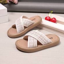 1 Pair Girls' Summer New Style Slippers, Children's Shoes, Fashionable Summer Girls' Slippers, Casual Girls' Princess Shoes - Beige - View 11