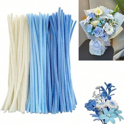 Blue & White Yarn Flower Craft Set, Upgraded DIY Handmade Kit, Suitable For Mother's Day, Graduation, Valentine's Day And Holiday Gifts, Yarn Craft Set, Blue & White Yarn Flower Set