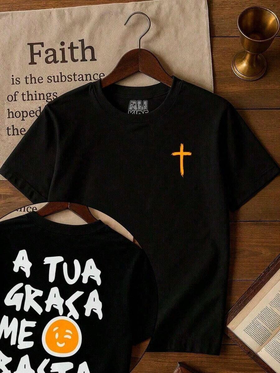 Personalized Unisex Children's And Youth T-Shirt - Gospel Church Theme - "Your Grace Is Enough For Me" - Front And Back - màu đen - Xem 1