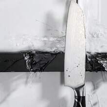 1pc Powerful Magnetic Kitchen Knife Holder Wall Mount, Metal Knife Magnetic ABS Knife Rack Kitchen Tool - Black - View 3
