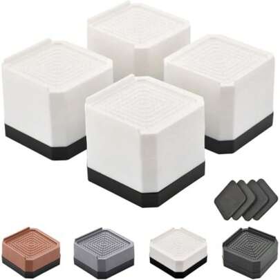 4 Pack Bed Risers Furniture Risers Heavy-Duty Rectangular Adjustable Block Lift To 3 InchesFurniture Riser For Desk Sofa Chair Legs Refrigerator Washing Hine Port Up To 4000 Pounds-White