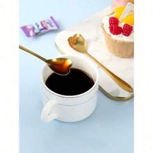 4pcs Heart Design Spoon, Stainless Steel Modern Creative Coffee Teaspoon, Stirring Spoon, Scoop For Cake School Supplies,Food Contact Materials,Dishwasher Friendly,Back To School Christmas For Holiday Gift Giving - Gold - View 7