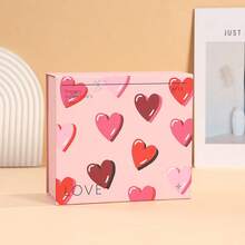 浪漫心形礼盒套装 - 粉色底红色爱心图案及爱情语录，适用于情人节、周年纪念日及求婚 - 彩色 - 查看 13