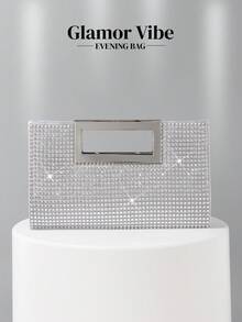 Women's Handbag, Sparkling Rhinestone Sequin Shiny Bag, Shoulder & Crossbody Bag, Simple & High-End Design, Perfect For Wedding, Party, Birthday, Nightclub & Banquet Gift - Silver - View 10