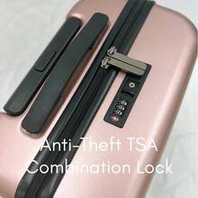 JLY 3-Piece Luggage Set Hard Shell Suitcases ABS+PC, Spinner Wheels, TSA Lock, Lightweight Travel Set - 玫瑰金色 - 查看 6
