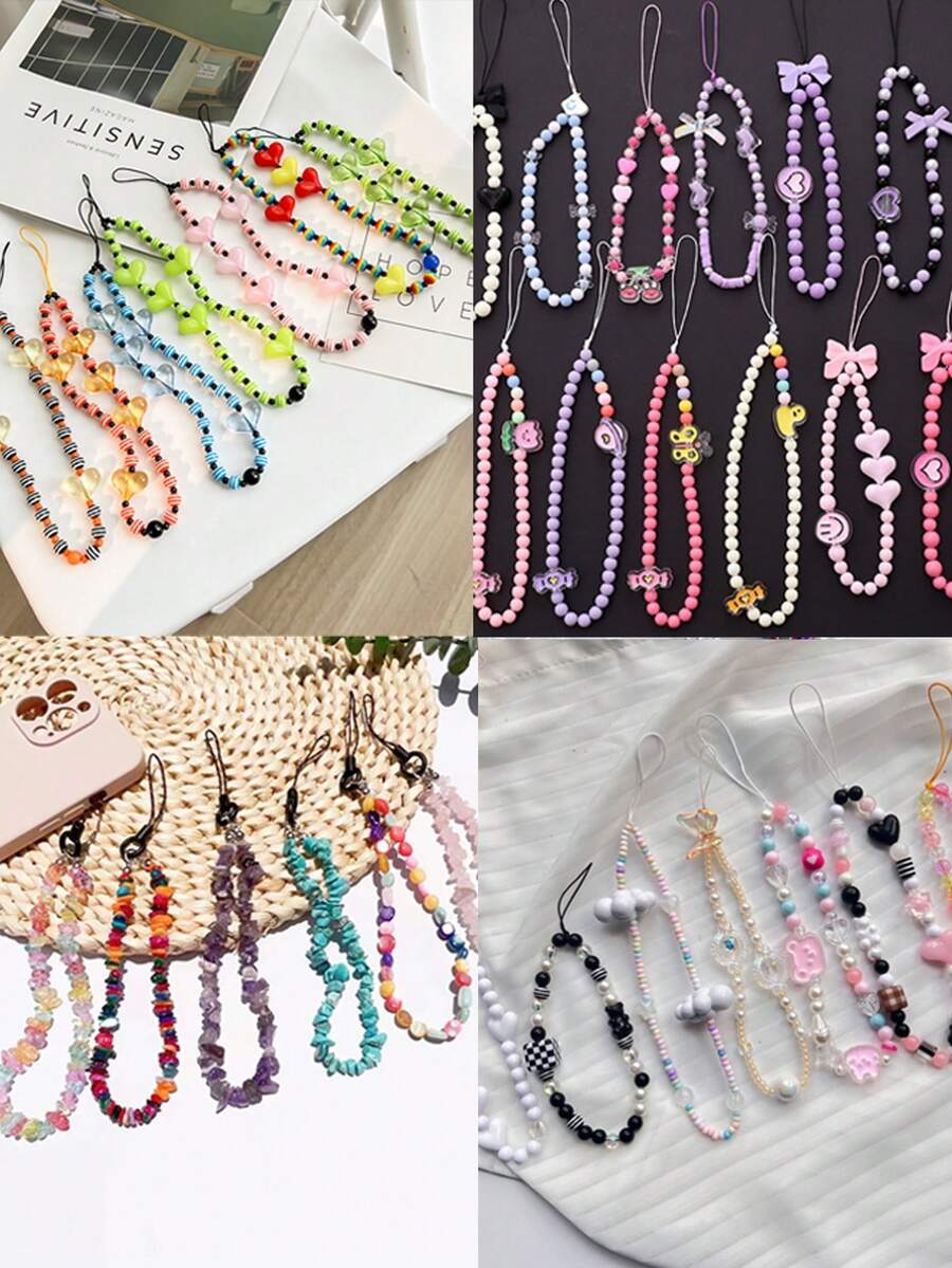 3pcs Random Assorted Multi-Color, Multi-Style DIY Phone Lanyard Blind Box, Blind Bag Bracelet Creative Design