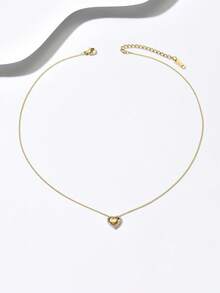 1 chiếc dây chuyền mặt hình trái tim thời trang, thiết kế tối giản, phù hợp cho nữ, món quà tuyệt vời cho Ngày Valentine hoặc Ngày của Mẹ. - Bạc - Xem 5