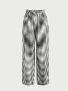 Women's Casual Loose Fit Wide Leg Pants, Suitable For Daily, Work, Commute, Vacation, College Style Printed Black Spring - Black - View 8