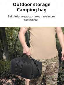 1pc Tactical Camping Storage Bag, Camping Cookware Storage Box, Tactical Practical Handbag, Large Camping Cookware Storage Box, Grill And Picnic Rack With Tissue Holder And Grill Storage Rack, Suitable For Utensils, Plates, Seasonings, Foldable And Portable Grill Rack, Outdoor, Camping, Travel, Car, RV Essential, 11L Tactical Practical Handbag, Camping Cookware Organizer, Luggage Organizer With Shoulder Strap, Camping Equipment, Camping Essentials - Multicolor - View 7