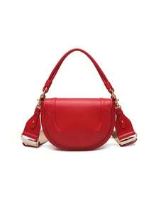 Fashion Angola Red Saddle Women Shoulder Bags Designer Small Flap Handbags Luxury Pu Leather Wide Strap Crossbody Bag 2025 Sac - Red - View 10