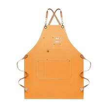 Dulabi Apron, Adjustable Chef Apron For Women And Men With Large Pockets, CooFKing Kitchen Apron With Back Straps - Naranja - Ver 1
