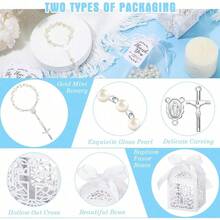 Bộ 100 món quà rửa tội, bao gồm chuỗi hạt mini, hộp quà, túi organza, thẻ cảm ơn - Quà tặng Công giáo (Màu bạc) - Nhiều màu - Xem 4