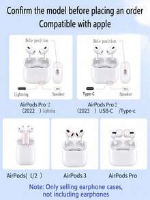 1pc Cute Bear Print Matte White Protective Case With Black Hook, Compatible With Apple Bluetooth Earphones (Case Only, Earphones Not Included) - Beige - View 10