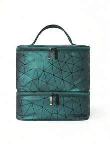 指甲油化妆包、化妆包、洗漱包、化妆品收纳包、化妆工具收纳包、大容量、多功能、便携、耐用、旅行、宿舍、PU皮革、时尚女士礼物、送给妈妈的礼物、宿舍必备化妆品收纳包 - 墨綠色 - 查看 4