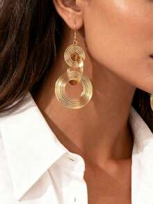 一对镂空圆形流苏耳环，奢华优雅的耳钩，时尚别致的耳环，适合婚礼、晚宴、音乐节、节日和日常佩戴。 - 彩色 - 查看 4