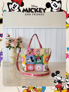 Disney 1 Pc Officially Licensed Mickey Mouse Printed Children's Tote Bag, Cute Cartoon Handheld Bag For Daily Use, Casual Canvas Shoulder Bag For Easy Carry – For Kids / Boys / Girls Perfect For Daily/Shopping/ - Multicolor - View 4