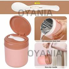 TendenciaOyania 2pzs Termo De Acero Inoxidable 430ml Para Comida Termo Para Sopa Y Comida Caliente Y Fría Con Tapa A Prueba De Fugas,con Cuchara Plegable Con Asa Para Niños Y Adultos, Trabajo Y La EscuelaCalidad premium - 1 - Ver 5