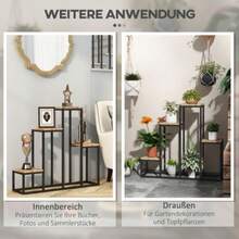 Plant Stand, Flower Shelf, 4 Tiers, Plant Ladder For Balcony And Garden, Light Brown, 80 X 20 X 74 Cm, Sturdy Wooden Flower Stand - Camel - View 6