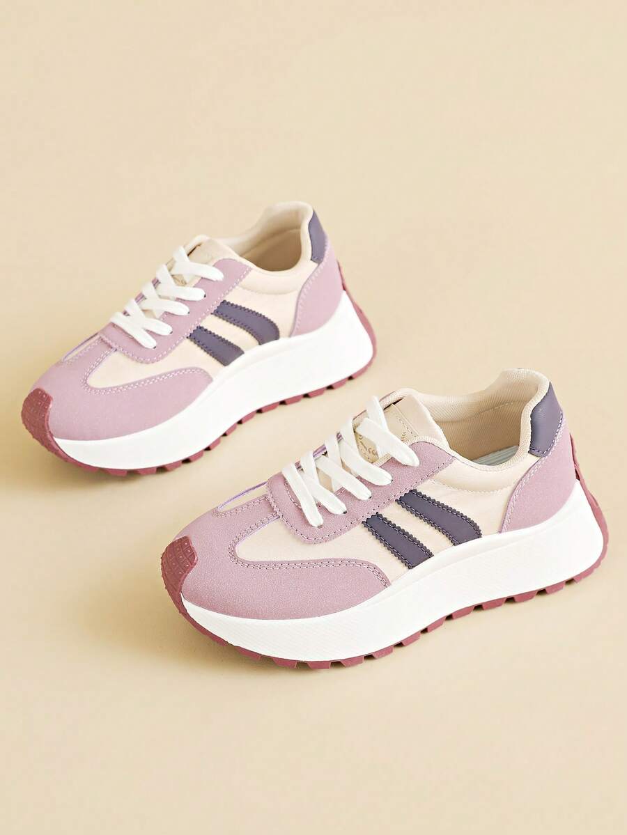 2026春夏新款女士运动鞋，透气休闲厚底高帮运动鞋，耐穿百搭 - 紫色 - 查看 1