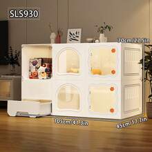 易于安装的猫笼，带猫砂盆和储物格，猫柜，适合幼猫室内家庭使用 - 彩色 - 查看 5