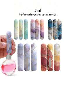 2/4/5pcs Floral Pendant Perfume Spray Bottle, Marble Flower Pattern Perfume Bottle With Key Chain, Women's Crossbody Bag, Handbag Decorative Pendant, Mini Perfume Dispensing Tool, Birthday Gifts For Family And Friends, Holiday Gifts, Portable For Travel 5ML - 多色 3 - 查看 2