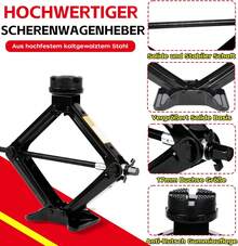 Car Jack 2.5T (2500kg), Universal Scissor Jack, Maximum Height Up To 43cm, Portable Jack Set For Car, SUV, MPV And Other Vehicles - 黑色 - 查看 6