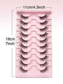 10-Pair Pack 3D Half-Eye False Eyelashes: Natural Long & Slender With Graduated Length, Soft Band For Curly & Voluminous Look, Beginner-Friendly & Easy To Apply, Reusable, Eye-Enlarging Lash Strips For Daily Makeup With Romantic Vibe. - Half Eye-Cross - View 7