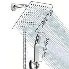 AUXOM Louis Shower Head Square Stainless Steel 304 Complete Luxury Kit With Adjustable Arm And Hand Shower - Black - View 7