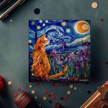 PICKFORU Rompecabezas de Gato para Adultos, 1000 Piezas, Rompecabezas de Vidrieras con Flores de Iris Púrpura, Noche Estrellada, Iluminado por la Luna para los Amantes - ‎Morado - Ver 9