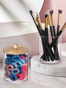 Zestaw 3 akrylowych pudełek do przechowywania wacików, odpowiednich do wacików, kulek, płatków kosmetycznych i nici dentystycznych – kompaktowy zestaw przezroczystych plastikowych butelek na leki, dekoracja łazienki, pudełko na kosmetyki do toaletki. Łazienka - Wielokolorowe - Zobacz 8