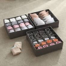 1个可折叠内衣收纳盒，多功能分隔式内衣袜收纳袋，抽屉式收纳盒，无纺布袜子收纳盒，衣柜内衣、胸罩、袜子、领带、围巾收纳盒，可水洗，可折叠，衣柜收纳盒，方便实用，适用于衣柜、橱柜、抽屉、房间、卧室，可用于衣物分类，情人节礼物，情人节装饰品，复活节 - 灰色 - 查看 4