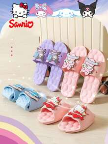 Sanrio 三丽鸥可爱卡通拖鞋 - 酷洛米、美乐蒂、美乐蒂、凯蒂猫。女童鞋、拖鞋、商务旅行拖鞋，酒店室内家用浴室防滑轻便可折叠便携平底拖鞋，EVA材质，适合所有季节和各种场合。 - 藍色 - 查看 3