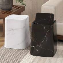 2026 New Marble Trash Can, Household Use For Living Room, Bathroom, Kitchen, Bedroom, Flip Cover Toilet Paper Holder, Hotel & Homestay, Luxury High Capacity Waste Bin - Multicolor - View 3