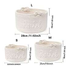 1pc Personalized Letter Handmade Basket, Party Gift Basket, Easter Gift, Party Favor, Round Rope Gift Basket - White Storage Basket - View 10