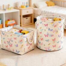 OYHOMO Collapsible Laundry Basket Girls Nursery Clothes Hamper Blanket Basket Butterfly Decor Toys Storage Basket Bin Thicken Canvas Home Organizer For Bedroom, Bathroom, Living Room - Multicolor - View 12