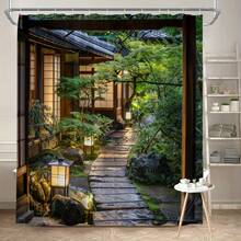 1pc Traditional Japanese Garden Path Shower Curtain,, Machine Washable, With , Wooden Buildings, Shoji Screens, Lanterns,  Greenery, Bonsai Tree, Moss-Covered Rocks, Warm Ambient Lighting, Fashion Theme, For Home Bathroom Decor, , Japanese Home DecorIt's Not Just A Shower Curtain-It's The Secret Sauce That Pulls Your Whole Bathroom Decor Together, Turning A Plain, Functional Space Into A Cozy Little Retreat You'll Look Forward To Using Every Day. - Nhiều màu - Xem 3