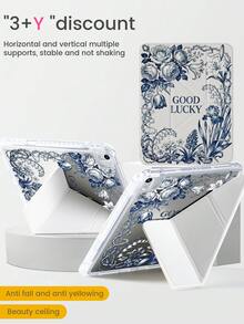 精致可爱的卡通花卉字母图案双面亚克力透明水晶后盖，防震，适用于 iPad 第 7、8、10 代（10.2 英寸），内置笔槽，支持睡眠/唤醒功能，是节日送礼的理想之选。 - 彩色 - 查看 4