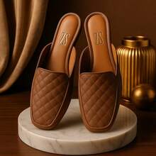 Women's Mule Sandal, Square Toe Shoe, Winter 2026 Release - CARAMEL - Xem 1