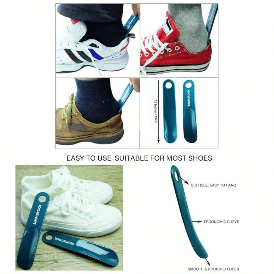Plastic Shoe Horn, Portable Travel Shoe Horns. Durable Shoe Spoon Shoe Helper Men Women Seniors. - Blue/7.5" - View 1