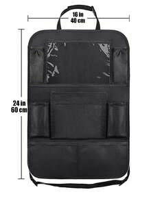 1pc Car Backseat Storage Organizer Bag, Durable Water-Resistant Oxford Fabric Car Backseat Organizer With Tablet Holder, 6 Mesh Pockets And 2 Snack Toy Pockets, Car Travel Accessory - Chair Back Style - View 3