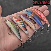 5pcs Mini Floating Jerkbait Minnow Hard Bait Artificial Wobbler For Bass Pike Trolling Crankbait Fishing Lures Tackle Swimbait - Multicolor - View 1