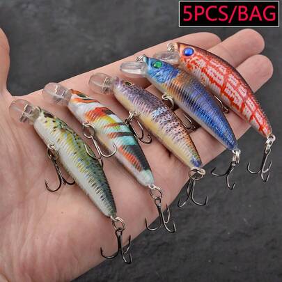 5pcs Mini Floating Jerkbait Minnow Hard Bait Artificial Wobbler For Bass Pike Trolling Crankbait Fishing Lures Tackle Swimbait