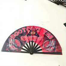 13 Inch Boots On The Ground Hand Fan, Where There Is A Fan Folding Fan, Slap Slap Fan, For Line Dance Unique Oriainal Pattern, Suitable For Party Props, Perfect Gift, Suitable For Line Dance Lovers. Clack Fan, For Bounce Fan, Denim Fan. Chinese Decorations - 13英寸 - 查看 4