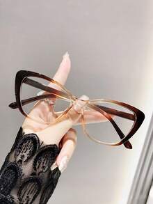 1副时尚猫眼无度数眼镜，欧式风格，适合日常生活、学习和通勤。 - 無色 - 查看 9