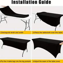1 Piece Of 4/6/8 Inch Polyester Tablecloth, Rectangular, Fully Elastic Elastic Band, Soft Texture, Can Be Tightly Attached To The Desktop, Wrinkle Resistant And Washable, Elastic Open Back Table Skirt For Wedding, Banquet And Trade Show Decoration, - Multicolor - View 11